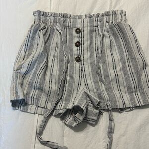 Super comfy black and white striped shorts.